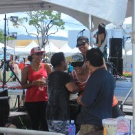 Thanking Jazz Pascua and sound  men after A Taste  of Kalihi event in Honolulu, Hawaii  on  Oct 19, 2013 (1)